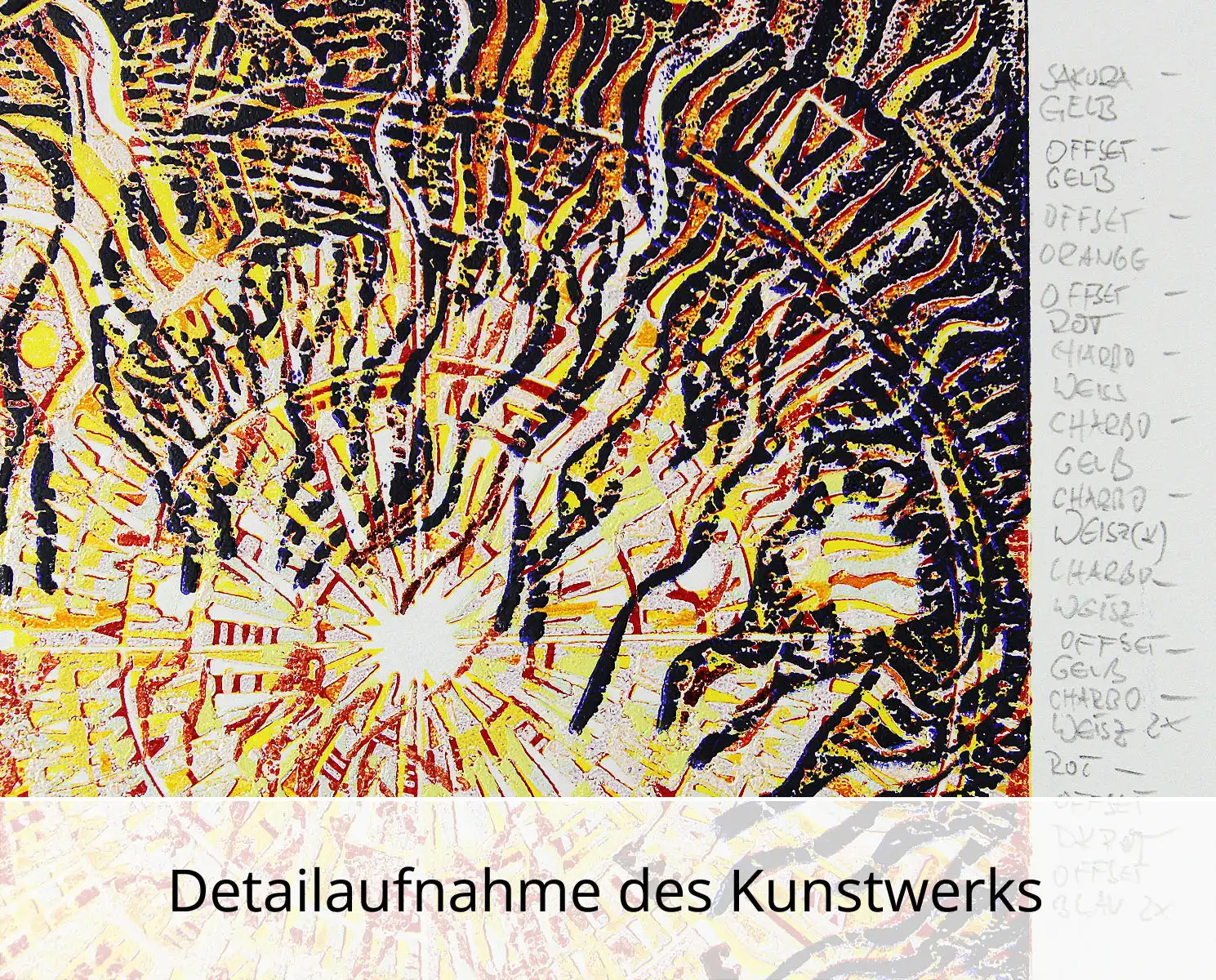 F.O. Haake: "Ohne Titel - Unikat", originale Grafik/serielles Unikat, mehrfarbiger Linoldruck