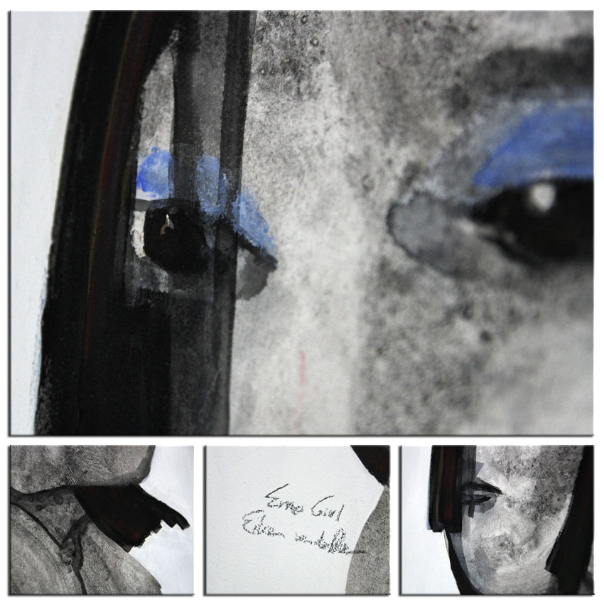 Acrylmalerei auf Papier, E.v.d.Meer: "EMO GIRL"