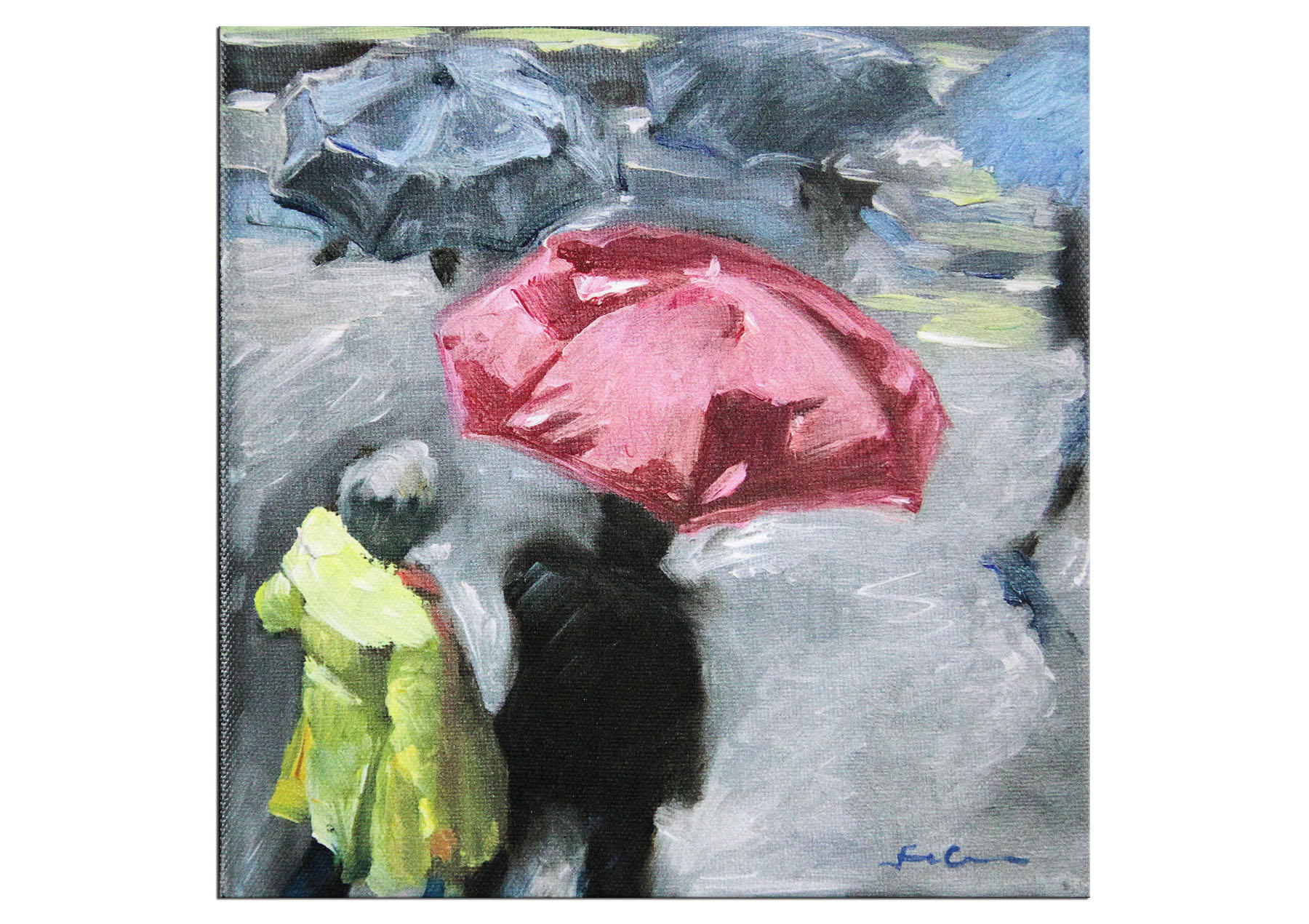Kunstedition, signierter Kunstdruck auf Leinwand, Uwe Fehrmann: "Regen"