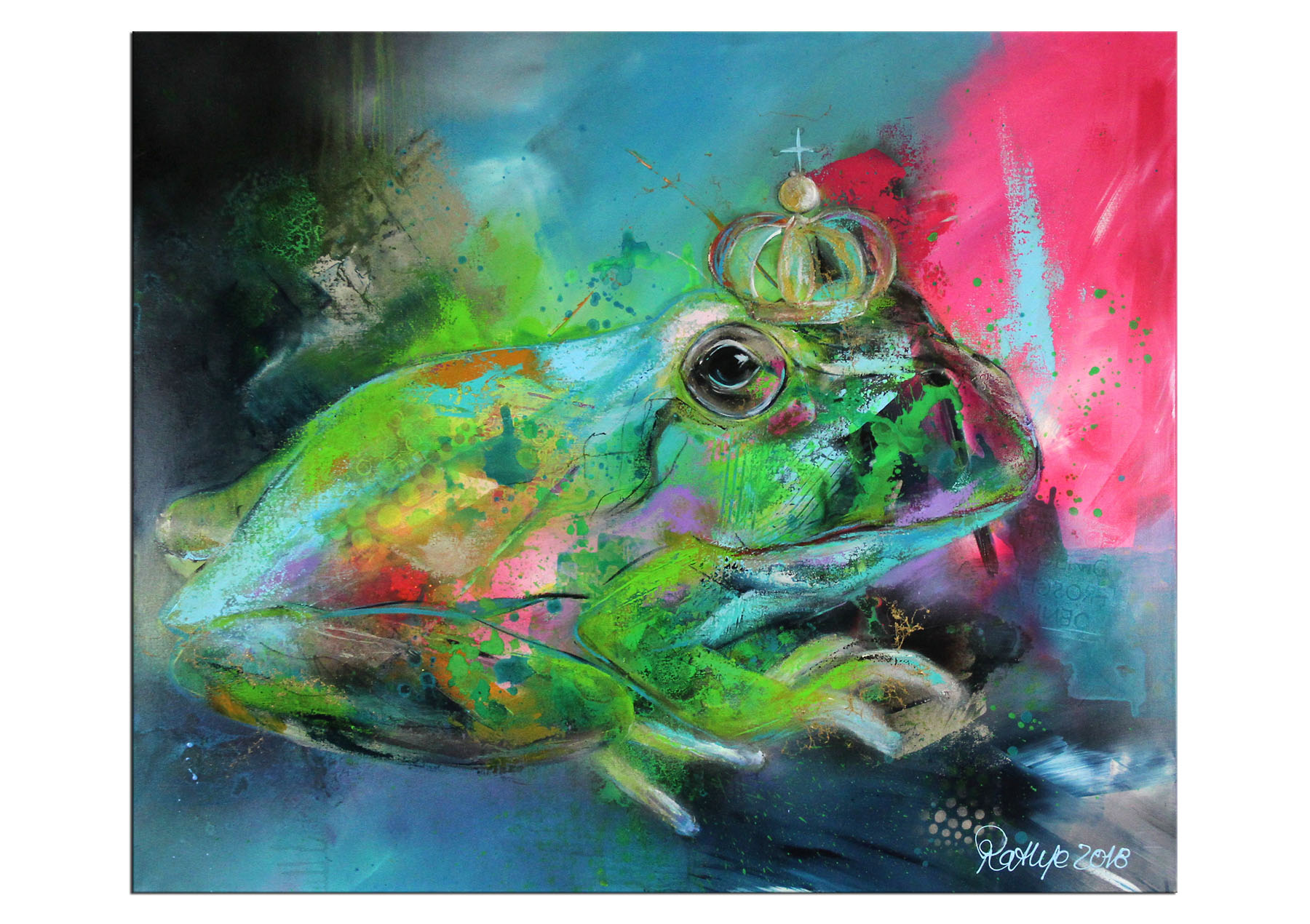 Moderne Malerei, M. Rathje: "Sei kein Frosch", Originalgemälde (Unikat)  (A,G)